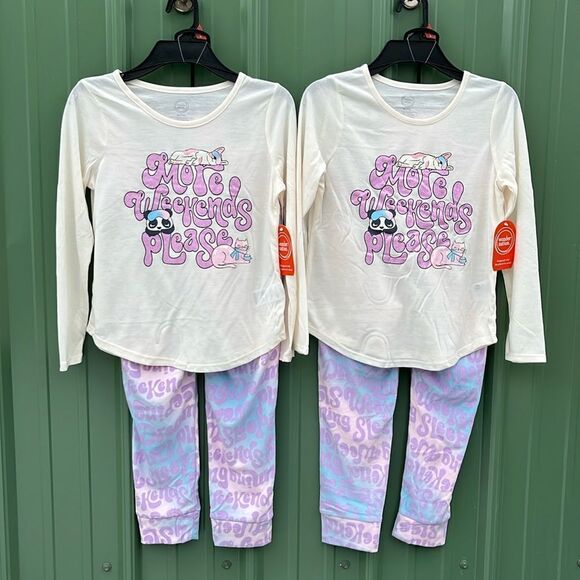 Long Sleeve Top with Jogger Pants Pajama Lounge Sleep 2pc Set 2-Pack Size M - Picture 1 of 5